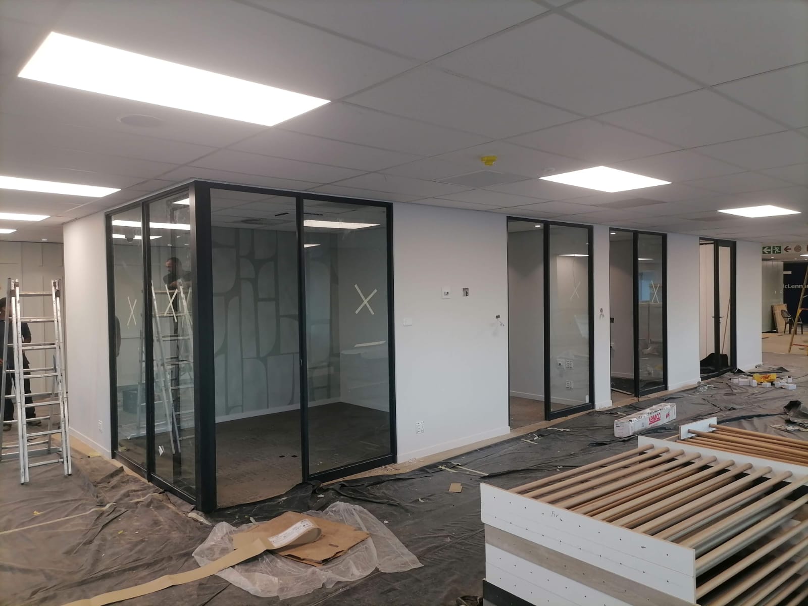 Corner glass enclosure with aluminium framing at Standard Bank, Cape Town.