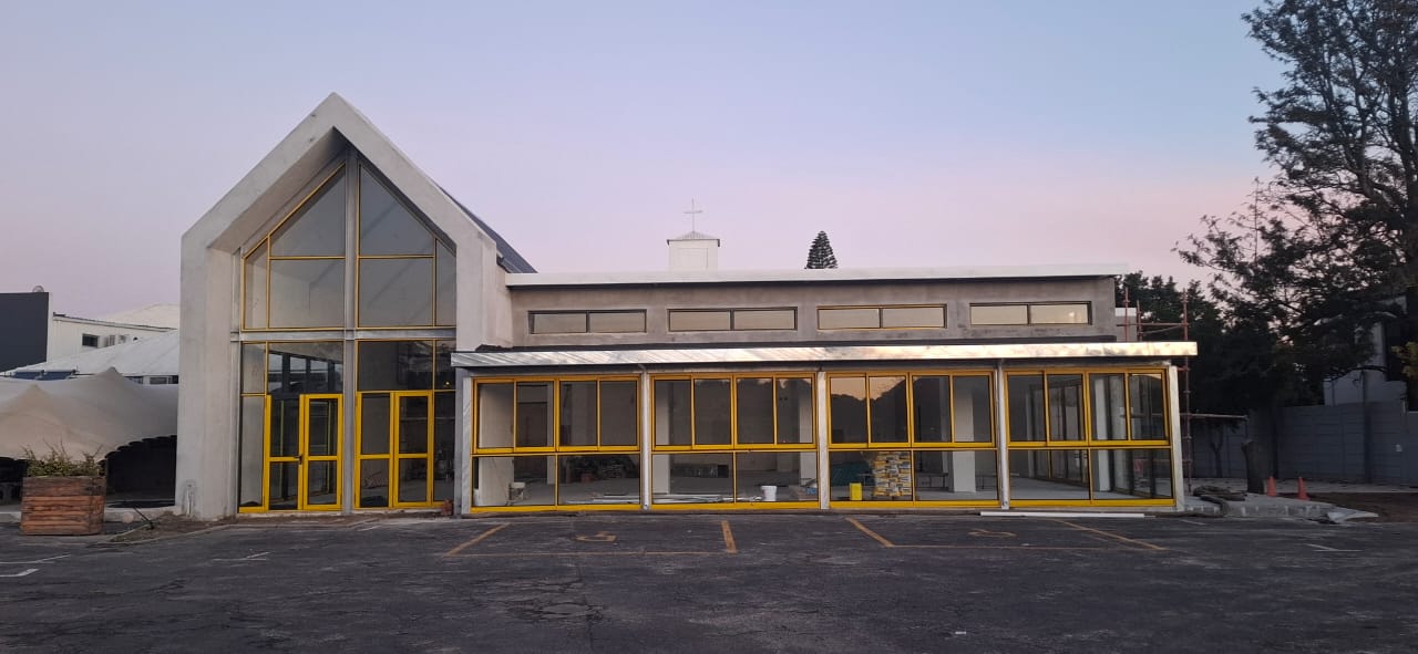 Skeleton structure of Uban Church in Durbanville before sliding aluminium windows and doors installation.
