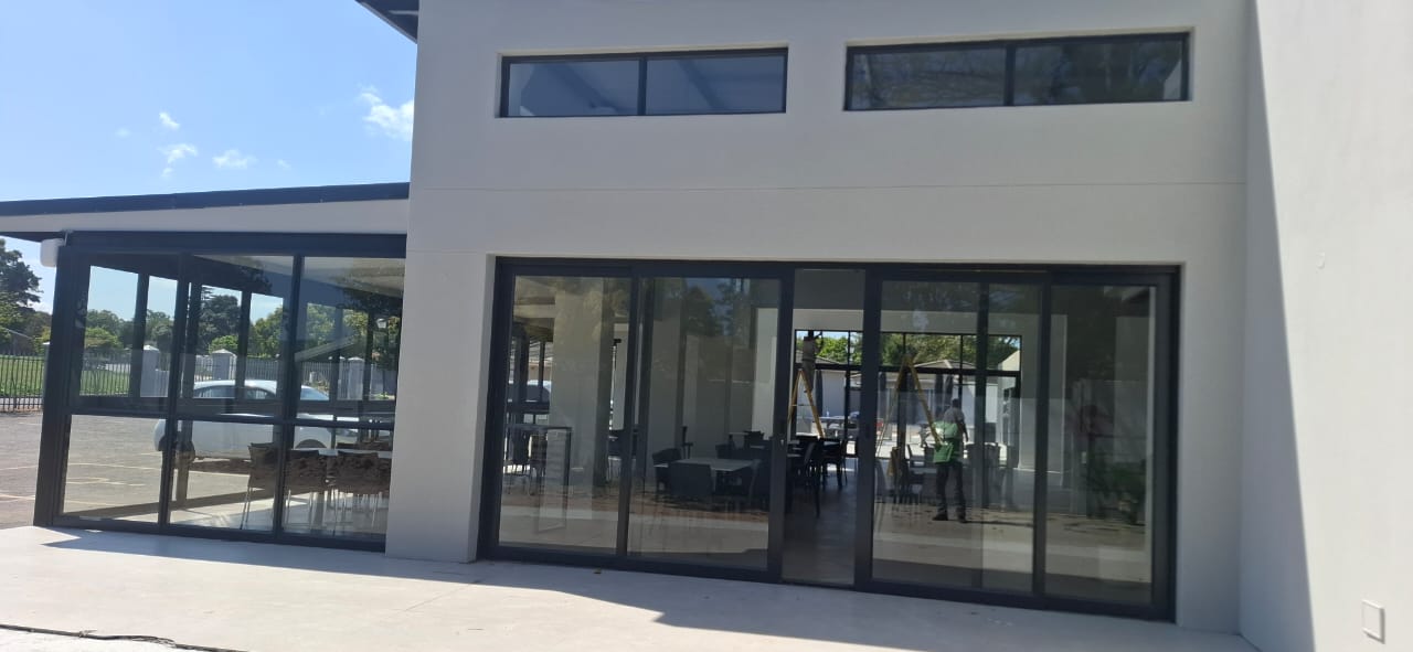 Side front sliding aluminium doors at Uban Church, Durbanville, Cape Town.